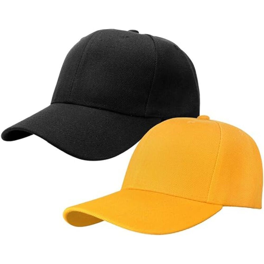 Unisex Black Gold Set Of 2 Athletic Adjustable Strap Casual Classic Baseball Cap